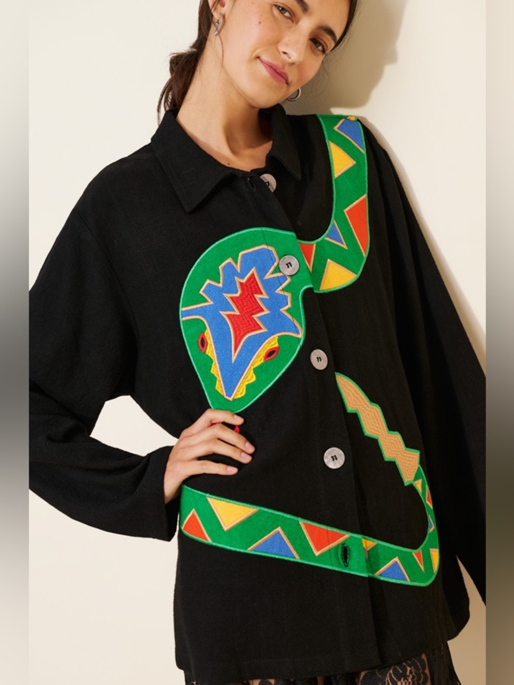 FASHION BRAND COMPANY Linen Blend Snake Chore Jacket Coat Size 3X VGUC